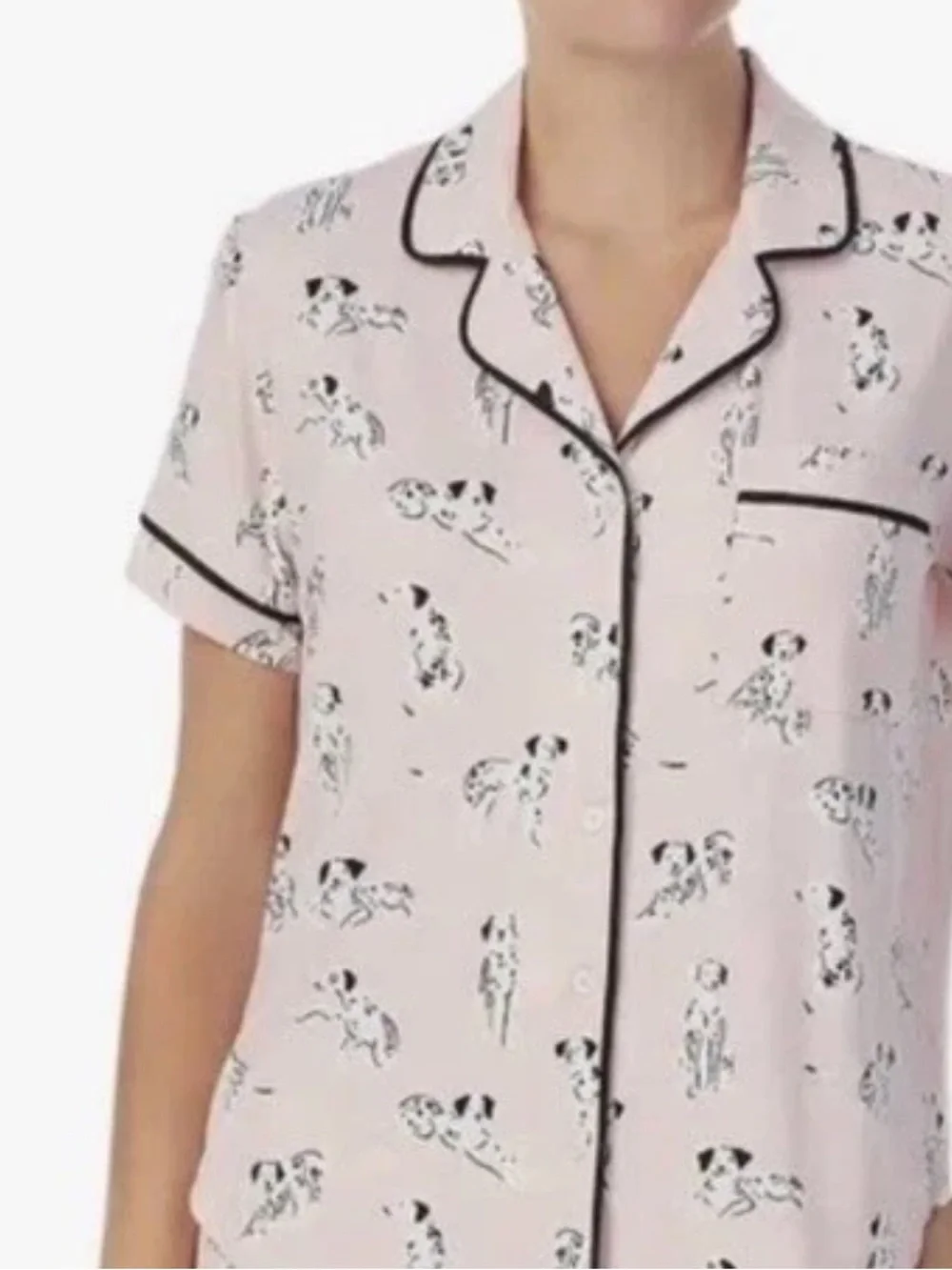 NWT Kate Spade Knit Pajama pj's Set Size S Shorts dogs Dalmations Pink